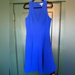 Dress The Population Catalina Electric Blue Plunge Fit & Flare Dress L